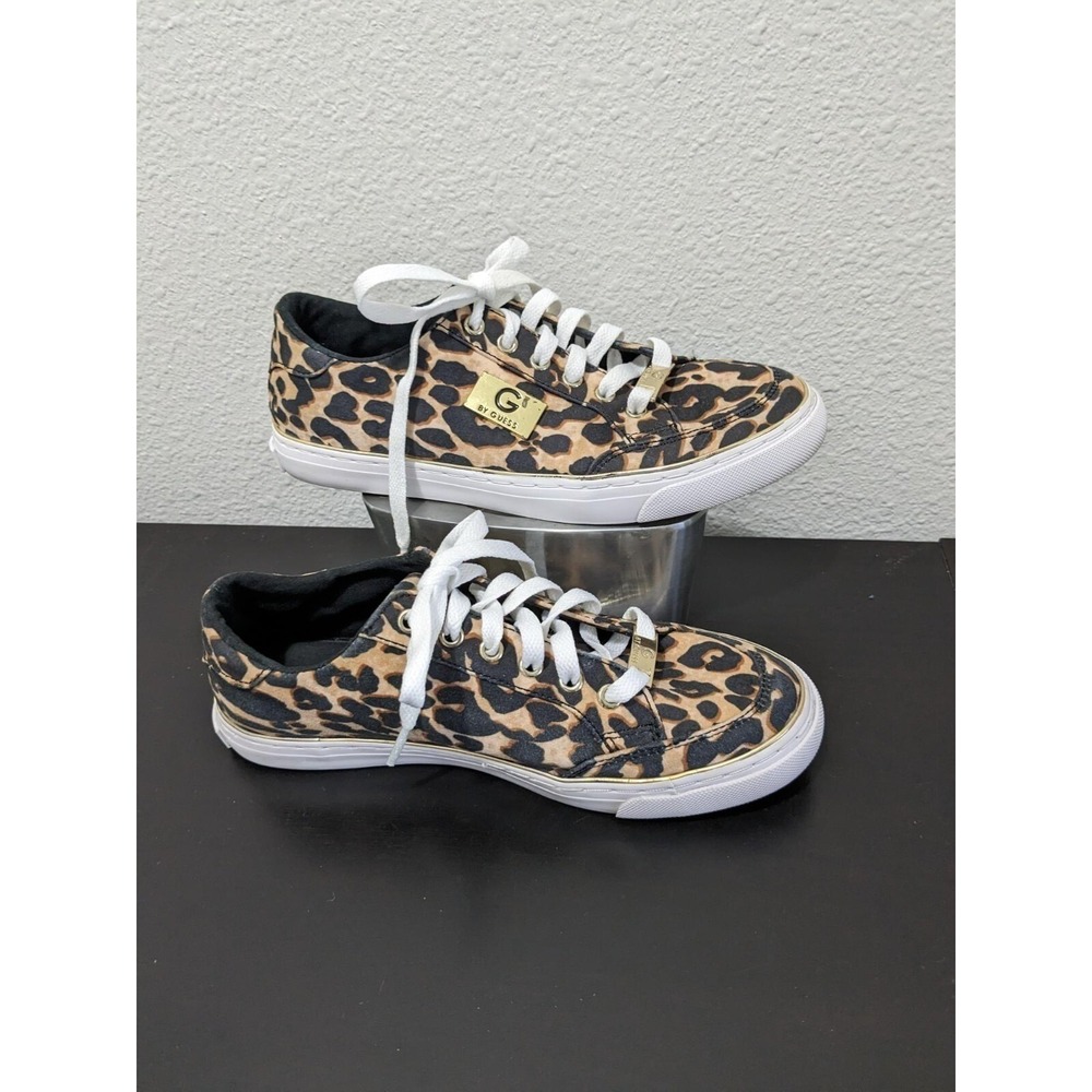 G by Guess Leopard Print Sneakers Womens 5.5M Casual Fashion Lace-Up Shoes